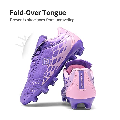 Dream Pairs Unisex-Child Soccer Football Cleats Shoes, Light/Purple/Pink - 2 Little Kid (Superflight-3K) #TOP3