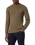jersey gant Ajuste: regular GANT Cable de algodón con Cuello en C Suéter, Racing Green, L para Hombre