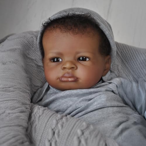 WOOROY Realistic Reborn Baby Dolls Black Boy, 20 Inch African American Newborn Boy Doll, Lifelike Weighted Soft Body, Christmas Birthday Gift for Kids Age 3 + by WOOROY - Image 4