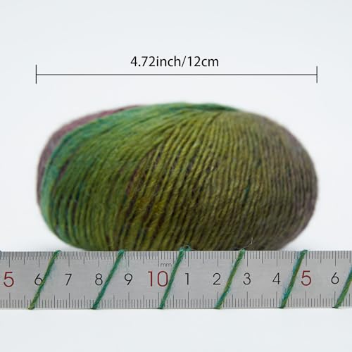 Image of NICEEC 2 Skeins Rainbow Soft Yarn 100% Wool Gradient Multi Color Yarn for Crocheting Knit Total Length 180mx2(196ydsx2,50gx2)-13#