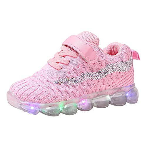Baskets lumineuses à LED multicolores - En maille filet - Chaussures de sport de loisir - Chaussures de sport lumineuses - Chaussures de sport en plein air - Respirantes, Rose, 23 Cover