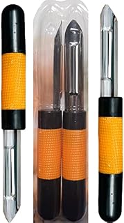 Potato Peeler Craft Knife Pack of 2 Fruit &Vegetable Skin Peelers for Kitchen with None Slip Grip Handle & Sharp Stainless Steel Safe Swivel Blades Slicer Cutter Twister Kitchen Tool, Black & Orange