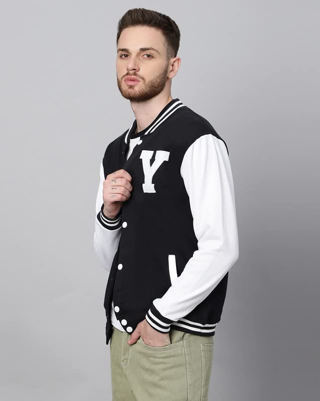 Image of BE SAVAGE Men's Cotton Blend Standard Length Varsity Jacket