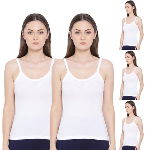 Image of Rupa Softline Women Super Combed Cotton Camisole, Under-Shirt, Stretchable and Body-Hugging, Pack of 5