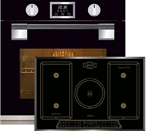 Kaiser Set de cuisinières à gaz EH 6338 S + KCT 7797 FI Em, four, porte en verre avec système SoftCLOSE, 11 fonctions+ plaque à induction 77 cm, zone libre PowerBoost 4,3 kW