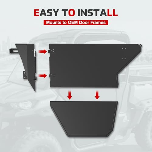 XUTVOTOR Half Doors for Can Am Defender, Aluminum Front Door Panels for Can-Am Defender HD5 HD7 HD8 HD9 HD10 MAX 2016-2026 Accessories, Powder-Coated Black, Mounts to OEM Door Frames by XUTVOTOR - Used condition - Image 6