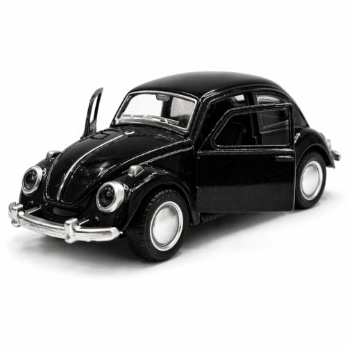 Image of 1:36 Scale 1967 Classic Black VW Beetle Die-Cast Pull Back Toy Car with Openable Doors, Metal Body Collectible Model for Kids & Adults
