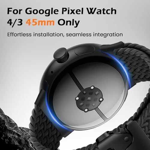 Image of Yeahxing Band for Pixel Watch 4 /3 /2 /1 Band - Stretchy Nylon Braided Bands for Google Pixel Watch 41mm 45mm, Fit 6.8-10.2 inch Adjustable Wristband with Parachute Buckle for Men Women