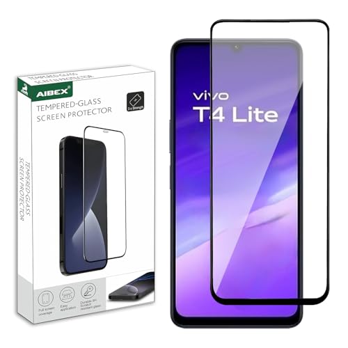 Image of AIBEX Military-Grade Tempered Glass Screen Protector Compatible for Vivo T4 Lite 5G / Vivo Y04 / Vivo Y29s 5G with Edge to Edge Coverage and Easy Installation kit
