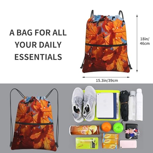 Drawstring Backpack Resistant Sackpack Fall Maple Leafs Sports Gym Bag String Bag for Women Men2