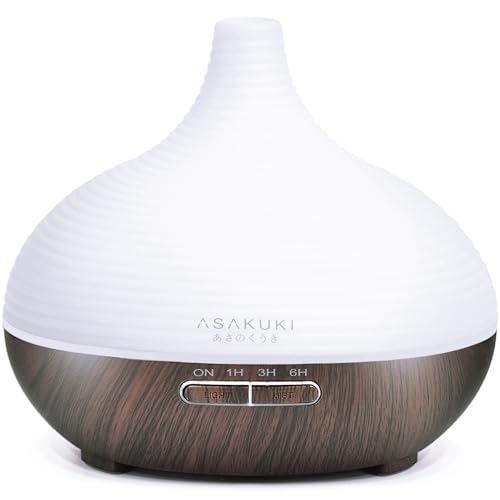 ASAKUKI Aroma Diffuser 300ml für Duftöle, Premium Ultraschall Luftbefeuchter Aromatherapie Öle Diffusor mit 7 farbigem LED Licht, BPA Free...
