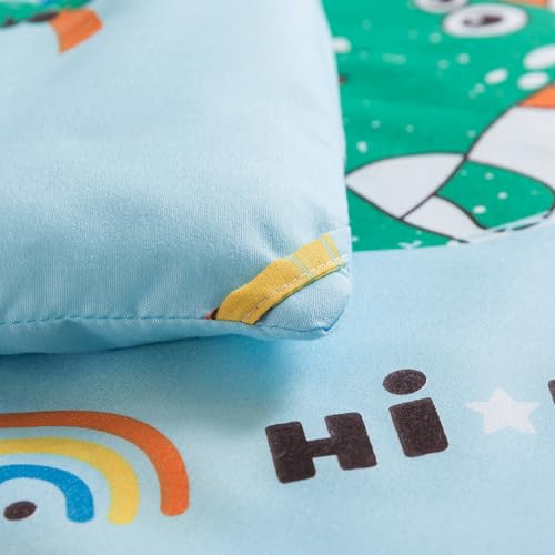 Image of Caressma 5 Pieces Comforter Set Bed-in-a-Bag Twin Size, Soft Brushed Microfiber Kids Comforter with Lovely Blue Dinosaurs Pattern, Includes Comforter, Fitted Sheet, Flat Sheet & Pillowcase & Sham