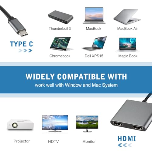 Image of NEXSA USB-C to Dual HDMI Adapter, 2-in-1 Multiport Hub - Dual Monitor Docking Station for Windows & MacOS