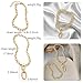 ABJFJE 2Pcs Gold Layered Chunky Chain Choker Necklace with Carabiner Clasp Oval Pendant Neckalces Retro Punk Jewelry for Women Gift