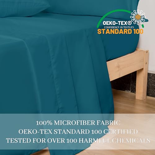 HBHLFZ Full Flat Sheet - Ultra Soft Polyester Top Sheet - Hotel Quality Bed Sheets - Comfortable Wrinkle-Free - Easy to Care for - 1 Full Flat Sheet Only(Full,Blue-Green)