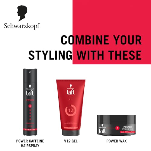 Image of Schwarzkopf TAFT Power Hair Wax For Luminous Shine And Glossy Hair, Hold 5 Lasts 48 Hours, Easy to Wash Out With No Stickiness, For All Hair Types, No Greasy Residue - 75ML