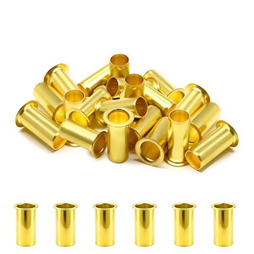 Siptenk 50PCS Brass Compression Tube Inserts for OD 1/2\", Insert Tube Support Compression Sleeve Fitting, Sleeve Ferrules for Oil Water Air Pipe