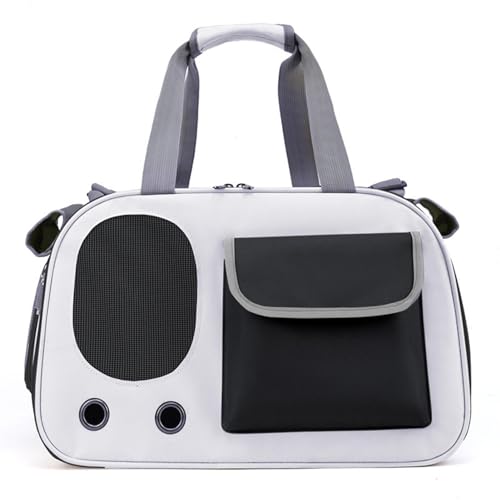 ZIXINNKC - Transportín para mascotas de gran capacidad, portátil, de un solo hombro, con ventana de ventilación para viajes al aire libre (Negra)