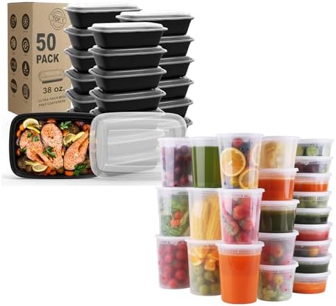 Amazon.com: WGCC Meal Prep Containers 50Pack 38oz and Deli Containers ...