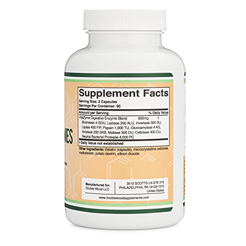 Double Wood Supplements DWDEZ Digestive Enzymes - 800Mg Blend Of All 10 Most Essential Digestive And Pancreatic Enzymes thumb #2