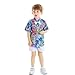 Baby Boys Casual Cartoon Print Tee Button Down Slim-Fit Tops Short Sleeve Shirt