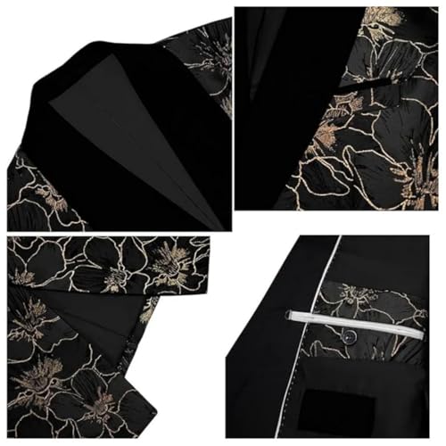 Men Paisley Floral Tuxedo Suit Three Piece Blazer Vest Pants Set Wedding Groom Party Outfit4