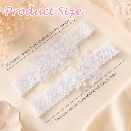 Image of Lusofie 2Pcs Bridal Wedding Garter, Wedding Garter for Bride Women | White Lace Floral