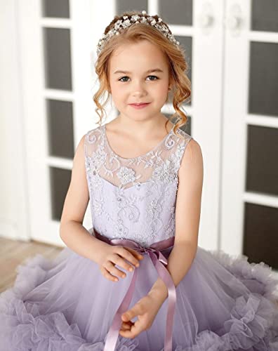 Flower Girl Dresses for Wedding Lace Puffy Pleated Tulle Pageant Princess Gown4