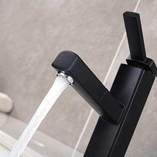 Grifo de cobre negro cepillado para baño con sistema monomando extraible 5