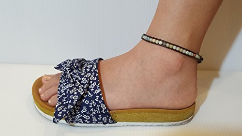 Infinityee888 Amazonite Bead Anklet 10 Inches Ankle Bracelet Woven With Leather Cord Handmade Hippie Bohemian Unisex Style Gift Idea For Men And Women #TOP2