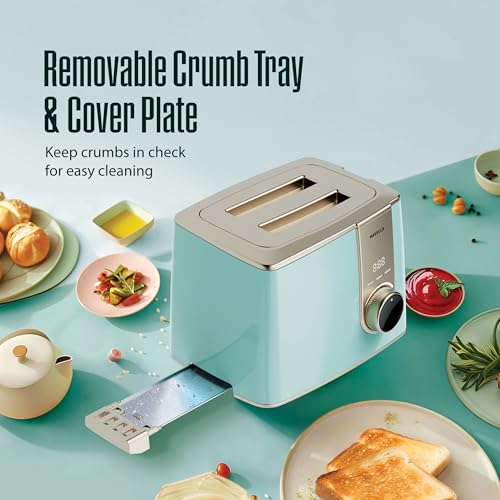 Image of Havells Craft Pop Up Toaster | Touch Control Operation | 8 level Custom Browning Level| Live Cooking Timer | Defrost Mode | Reheat Mode | Intelligent Energy Saving Operation (Blue & Gold)
