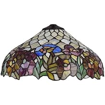 16-Inch Tiffany Style Lamp Shade Replacement Only, Floral Stained Glass Lampshade, Pastoral Retro Lampshades Accessories Fit for Table lamp Pendant Lights Floor Lamps