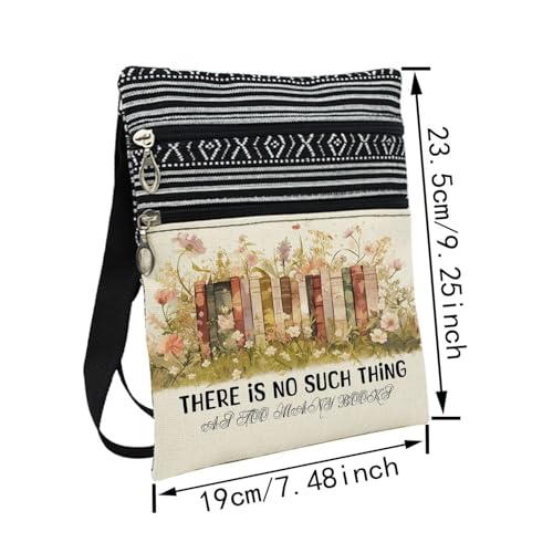 Books Messenger Bag Small Ethnic Pattern Printed Adjustable Strap Crossbody Zipper Bag Phone Bag Wallet Cute Shoulder Handbag for Librarians Book Lovers Women2