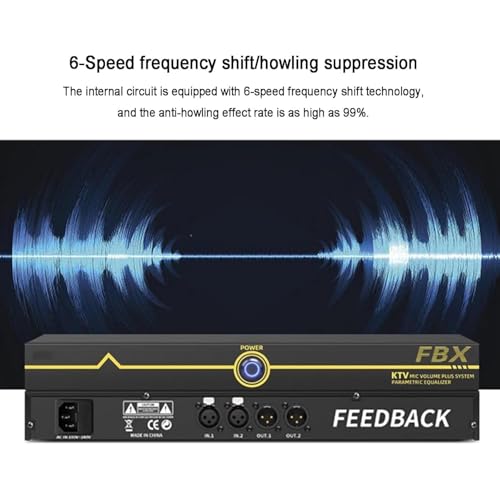 Suppressor profesional de retroalimentación, desplazador automático de frecuencia anti-howl con 6 niveles digitales anti-silbido, efectores de escenario para micrófono KTV para sala de música miniatura 2