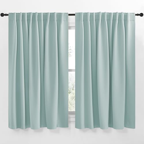 NICETOWN Blackout Curtain Panels Window Draperies - (Aqua Blue Color) 62x63 inch, 2 Pieces, Insulating Room Darkening Blackout Drapes for Doorway Show