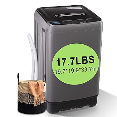 AMAZON - KRIB BLING 17.7 lbs Full Automatic Washing Machine with LED Display Compact Washing Machine with Drain Dump, 10 Wash Programs and 8 Water Levels Ideal for Dorms, Apartments, RV, Grey