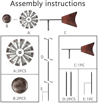 Wind Spinners Outdoor，Metal Vintage Style Single Sided Silver Windmill Kinetic Wind Spinner for Outdoor Garden Patio Yard Decor,Diameter 13 Inches