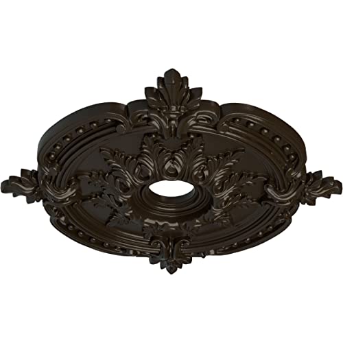 Image of Ekena Millwork CM28BESHF 28 3 /8 inch OD x 3 3 /4 inch ID x 1 5 /8 inch P Benson Classic (Fits Canopies up to 6 1 /2 inch) Ceiling Medallion, Stone Hearth