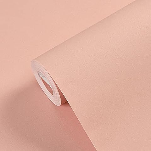 Chbrket Nordic Solid Color Non-Woven Wallpaper Simple Wallpaper for Bedroom Living Room Dining Room Background Wall Pink 20.8X374.0inches Cover