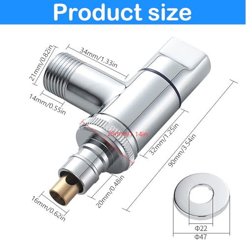 GGesii Waschmaschinen-Wasserhahn, Waschmaschinen-Winkelventil, Wasserhahn für Waschmaschine, Eckventil Waschbecken, für Waschmaschinenventil (Silber)