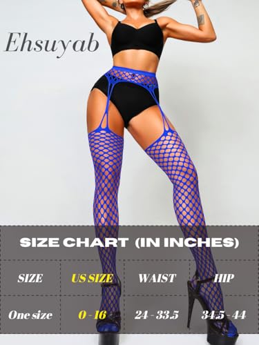 Image of EHSUYAB Women Sexy Fishnet Tights, Cutout Suspender Pantyhose Stockings Lingerie, Music Festival Rock Rave Outfits Party Club