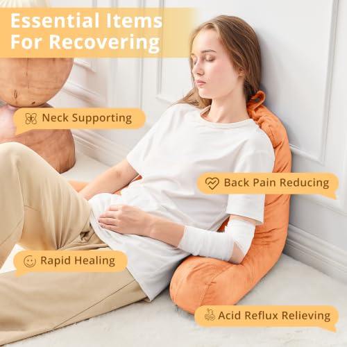 Image of Sasttie Reading Pillow for Bed, Back Pillow for Sitting Up, Orange