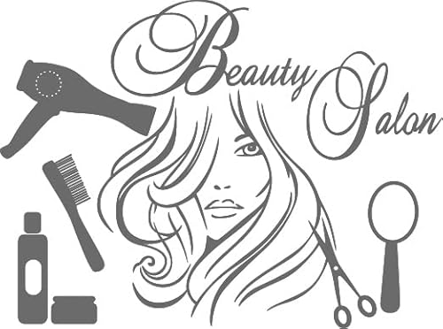 Hair Salon Sticker Beauty Salon Sex Girl Decal Haircut Posters Wall Art Decals Decor Windows Decoration Office Living Room Stylish Mural 23 X 15 in (Black)