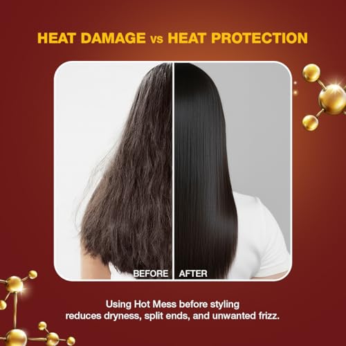 Image of WOW Skin Science Hot Mess Control Heat Protection Mist | 480F HeatShield Styling Spray | Anti-Frizz, Non-Sticky Shine & Style Memory | With Brazilian Nut Oil, Plant-Based Keratin, Oat Extract & Hyaluronic Acid | 150ml
