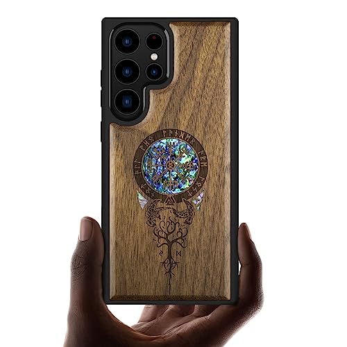 Coque de Galaxy S23 Ultra en bois noyer résistant aux chutes et rayures
