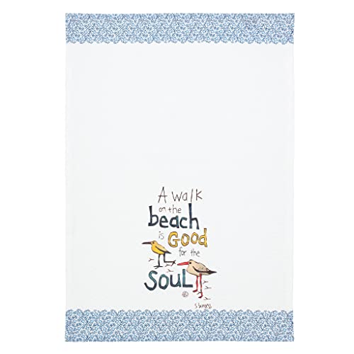 Enesco Izzy And Oliver Painted Peace By Stephanie Burgess Walk On The Beach Tea Towel Dish Cloth, 18 X 26 Inch, Multicolor #TOP1