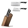 Cangshan ELBERT Series German Steel Forged Cleaver Knife Block Sets, Acacia (3-Piece, Black)