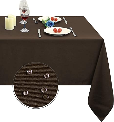 Image of Obstal 210GSM Rectangle Table Cloth, Chocolate, 70 x 108 Inch | Heavy Duty Water Proof Microfiber Tablecloth, Decorative Fabric Table Cover for Outdoor and Indoor Use