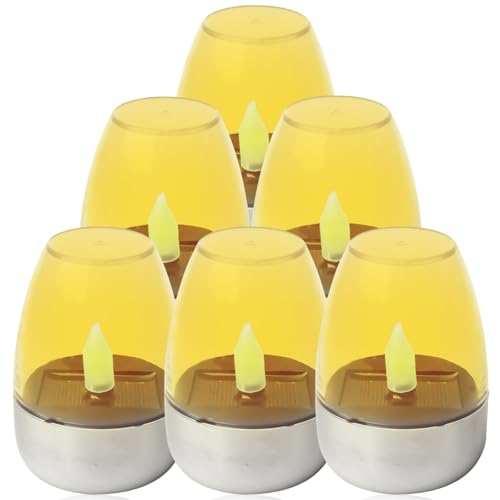 6 candele a LED a energia solare, per esterni, impermeabili, tremolanti, per esterni, resistenti alle intemperie, giardino, terrazza, balcone, decorazione solare per esterni