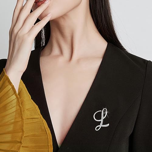 Image of Letter Brooch Pins, Alloy Lapel Pin Gold and Silver for Women, Girls, Men